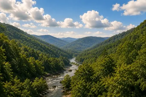 Scenic mountain river view near Harlan's Creek