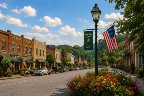 Friendly Harlan's Creek main street